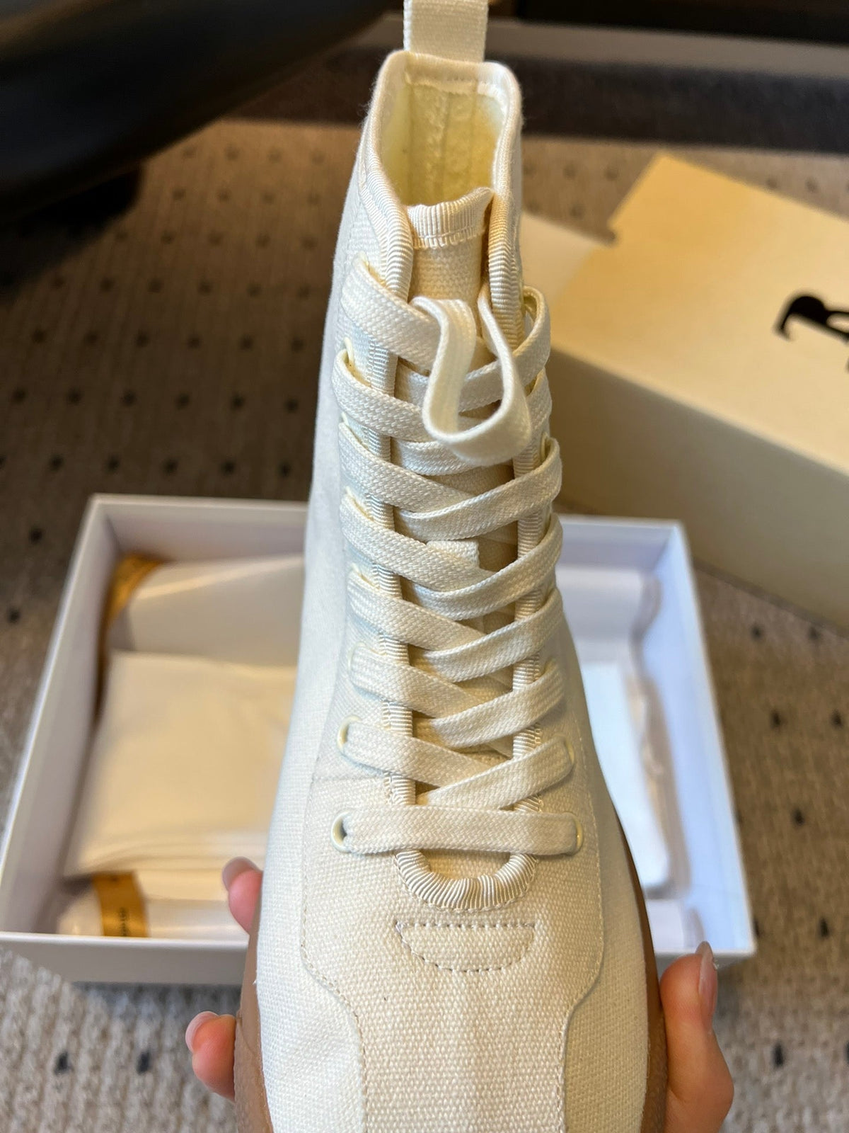 The Row 2025 High Sneaker White Canvas 561616