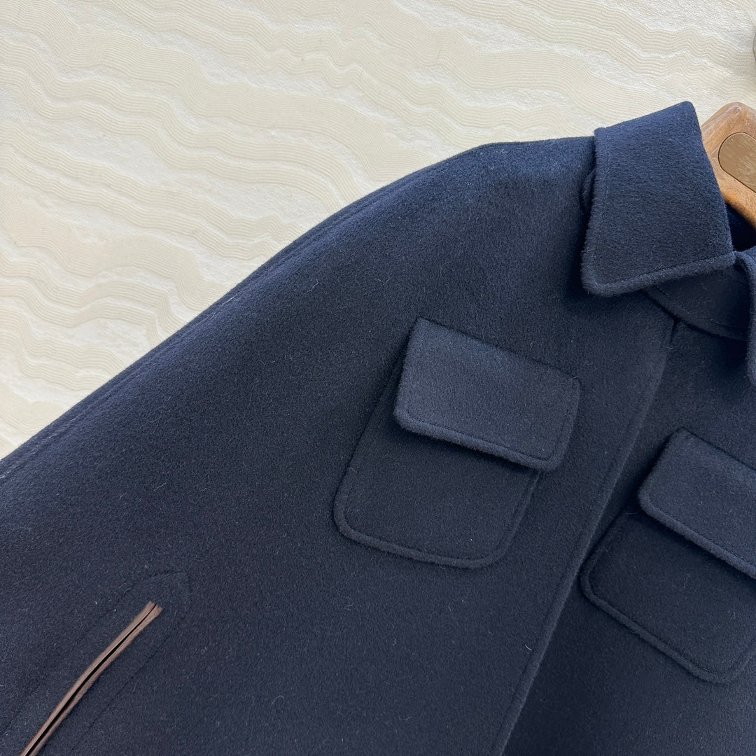 LP 25 Gilda Cape Navy Blue Cashmere Wool 314026