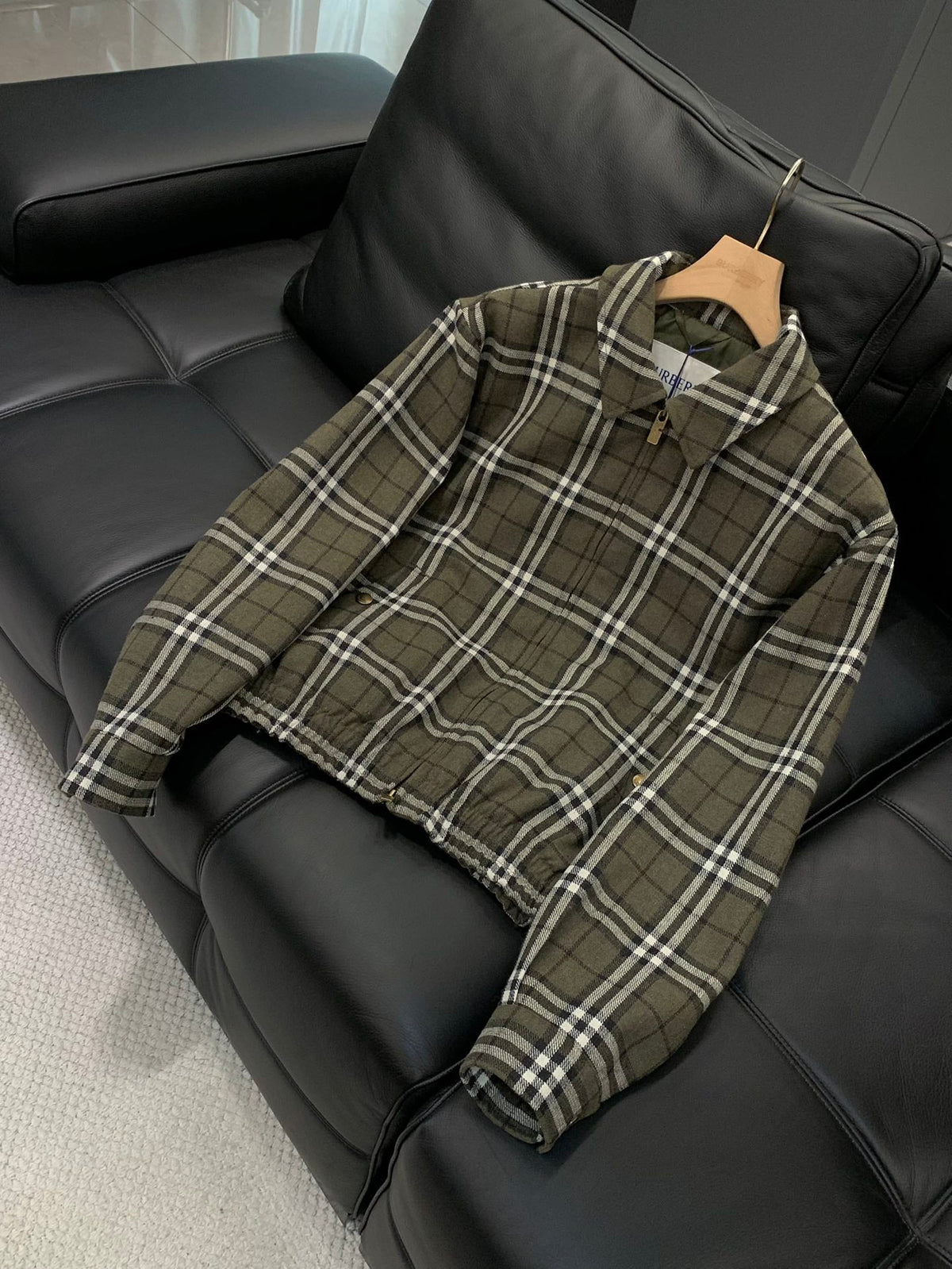 Burberry 25 Plaid Jacket Green Wool Polyester