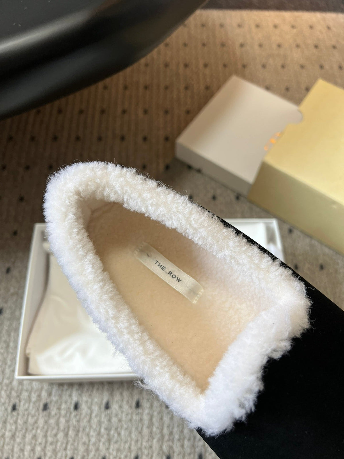 The Row 2025 Loafer Black White Suede Wool 561630