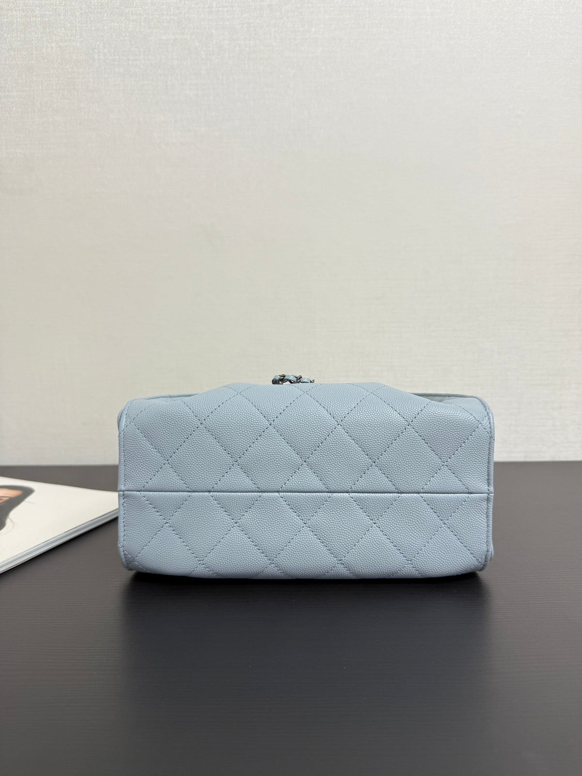 Chanel 2026 Hobo Bag 22cm Light Blue Grained Calfskin With Silver Hardware