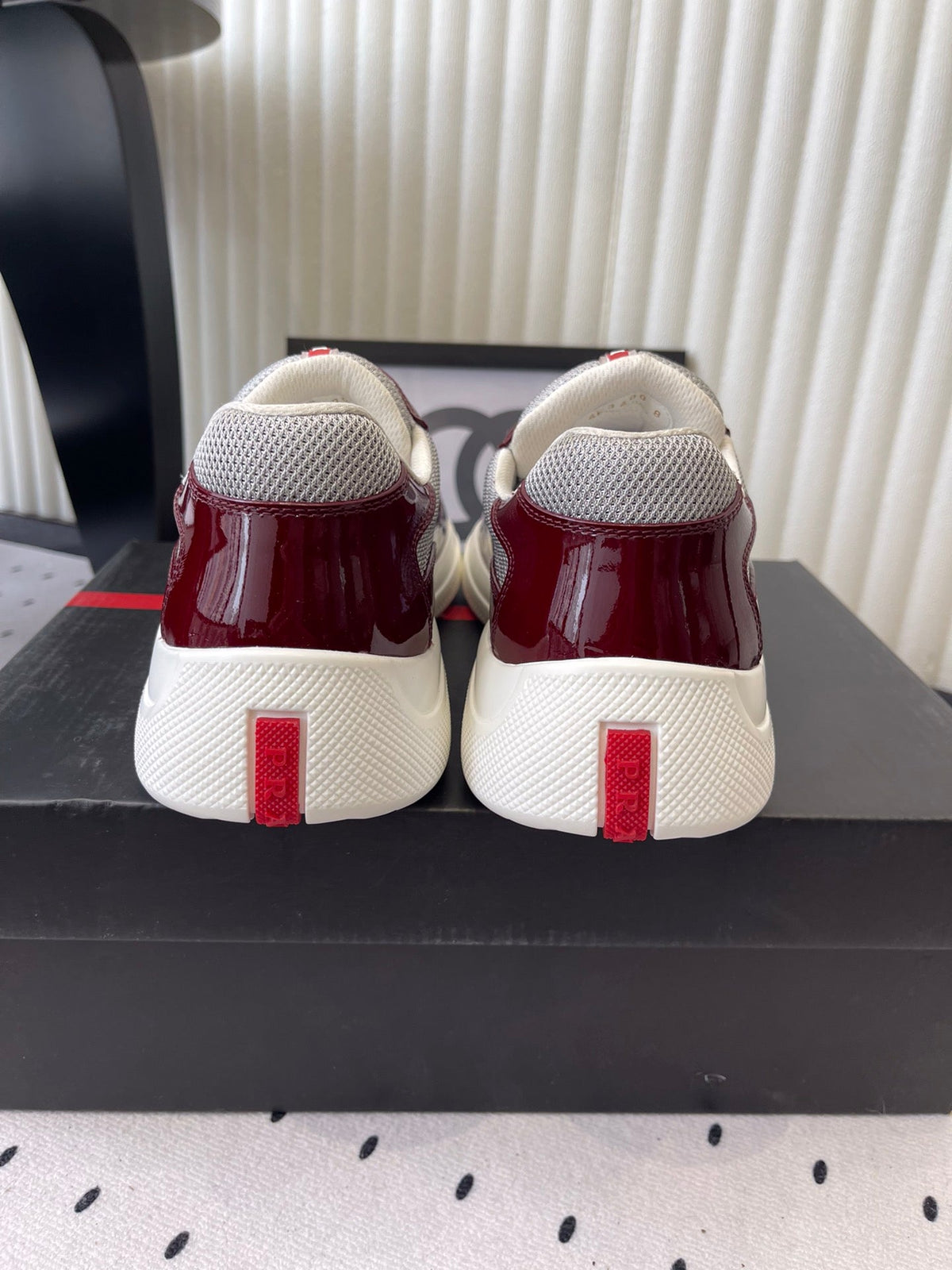 Pra 2025 Sneaker Burgundy Gray Patent Leather Mesh 554585
