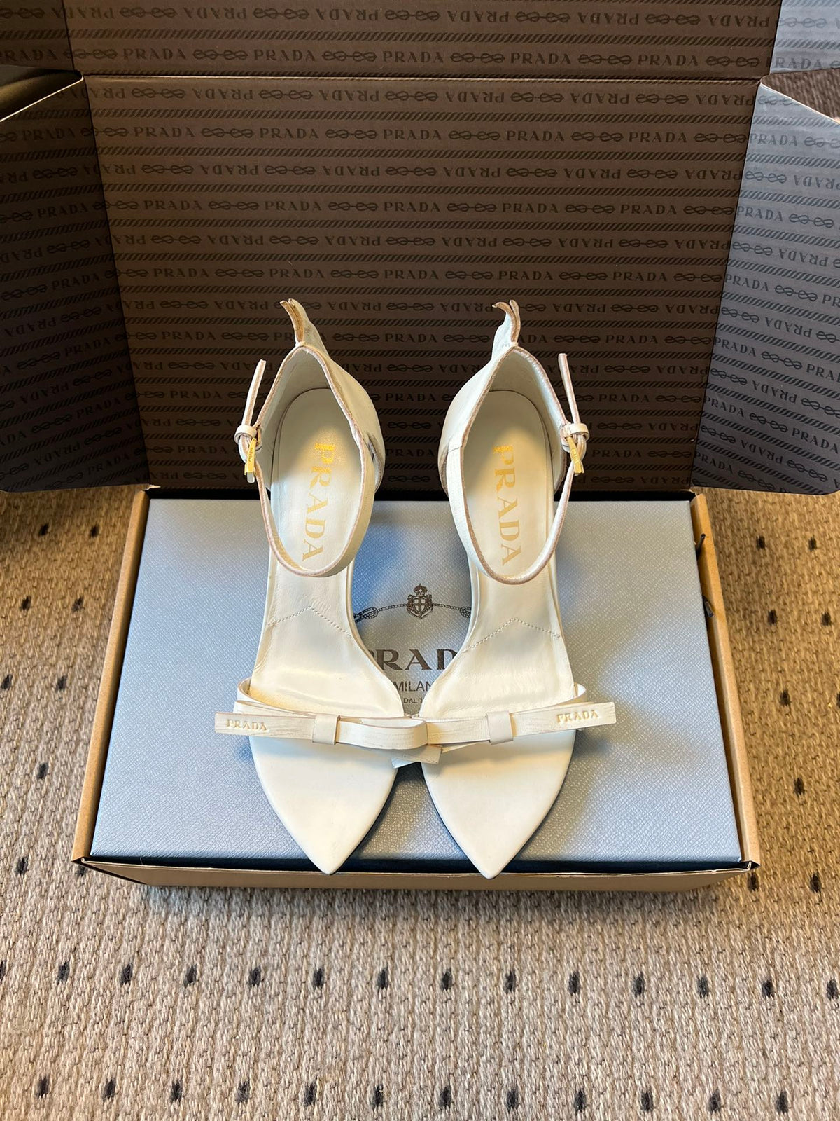 PRA 26S High-Heeled Sandals 75 White Cowhide 627442