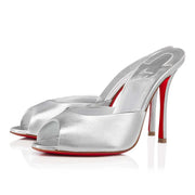 CL 26ss High Heel Mules 100 Silver Metallic Leather