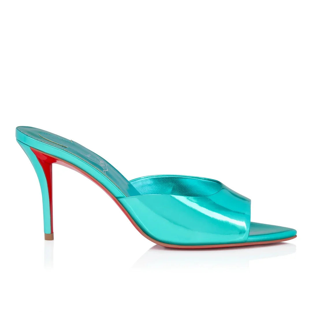 CL 26ss High Heel Mules 80 Metallic Turquoise Patent Leather