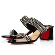 CL 26ss Sandals 55 Crystal Black Beige Patent Leather