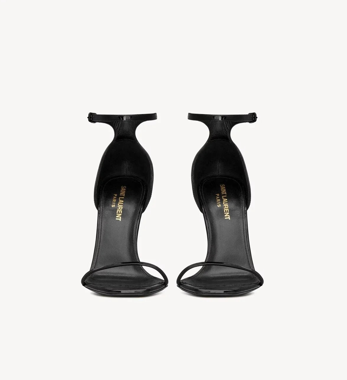 YSL Opyum Patent Leather Sandals Black Calfskin
