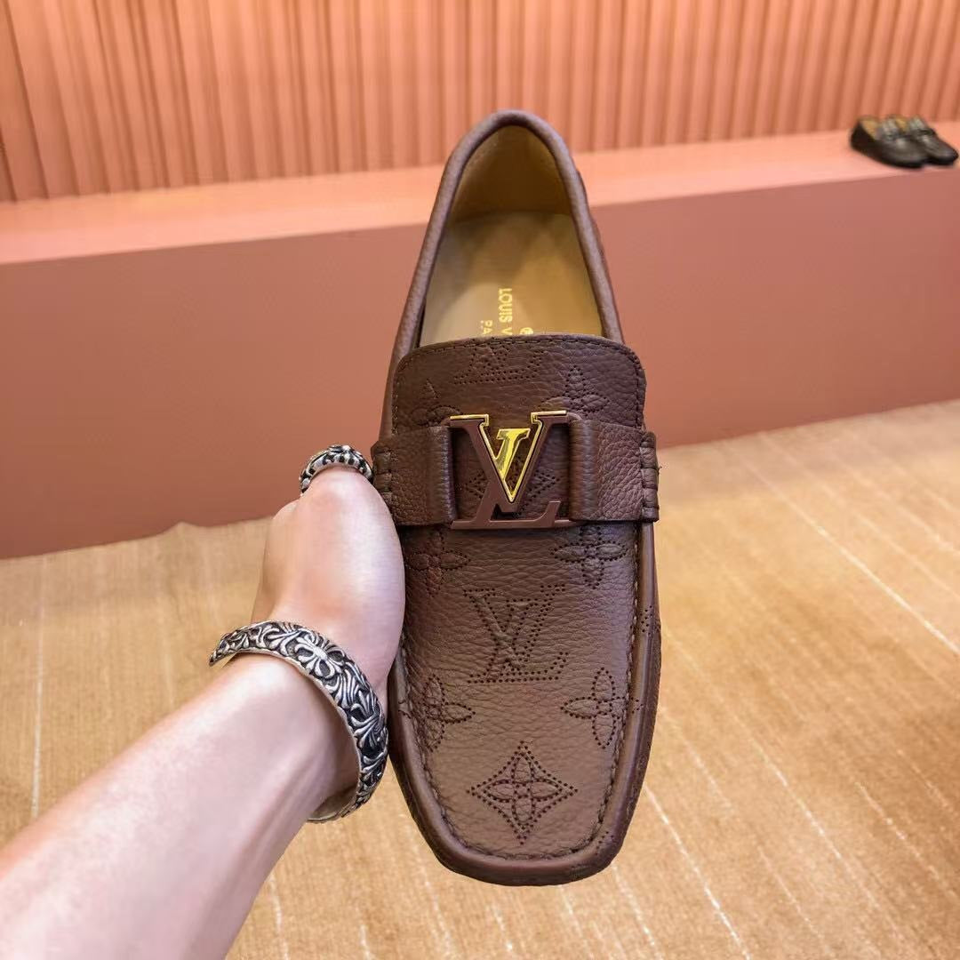 LV Moccasin Brown Monogram Cowhide