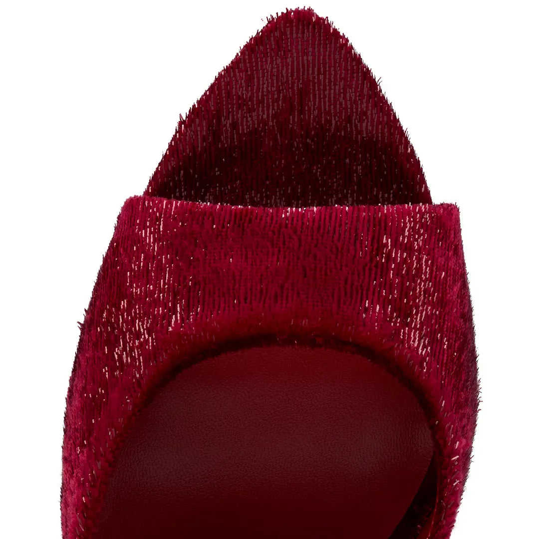 CL 26ss High Heel Mules 100 Burgundy Velvet