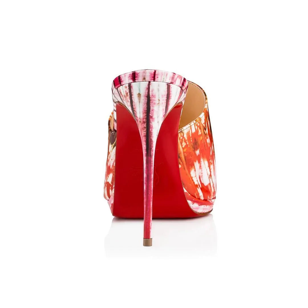 CL 26ss High Heel Mules 120 Orange Pink Patent Leather