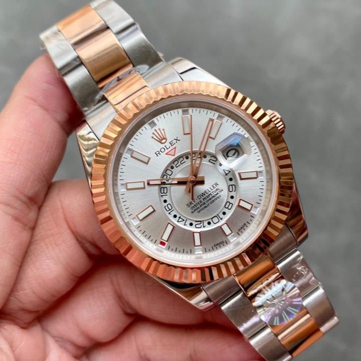 SKY-DWELLER TWO-TONE 42 ROSE GOLD BEZEL GREY DIAL