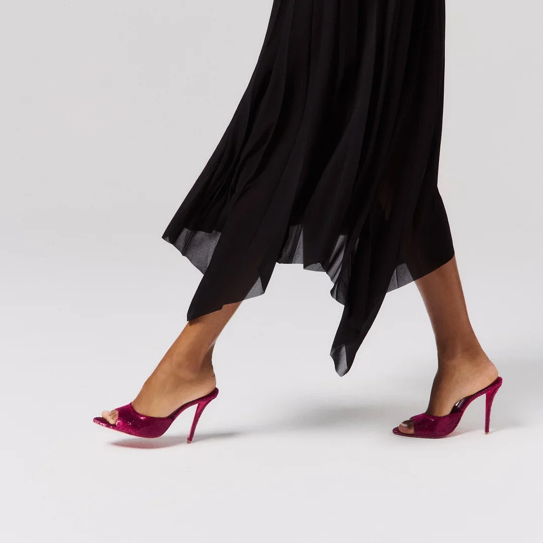 CL 26ss High Heel Mules 100 Burgundy Velvet