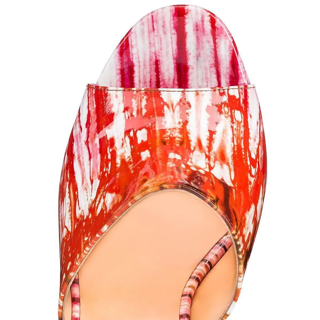 CL 26ss High Heel Mules 120 Orange Pink Patent Leather