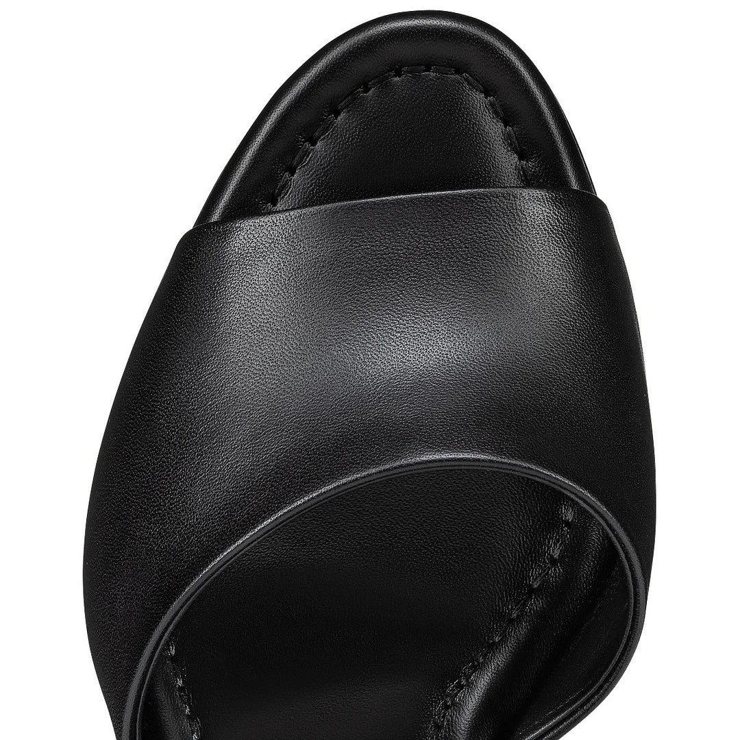 CL 26ss Square High Heel Mules 85 Sheepskin