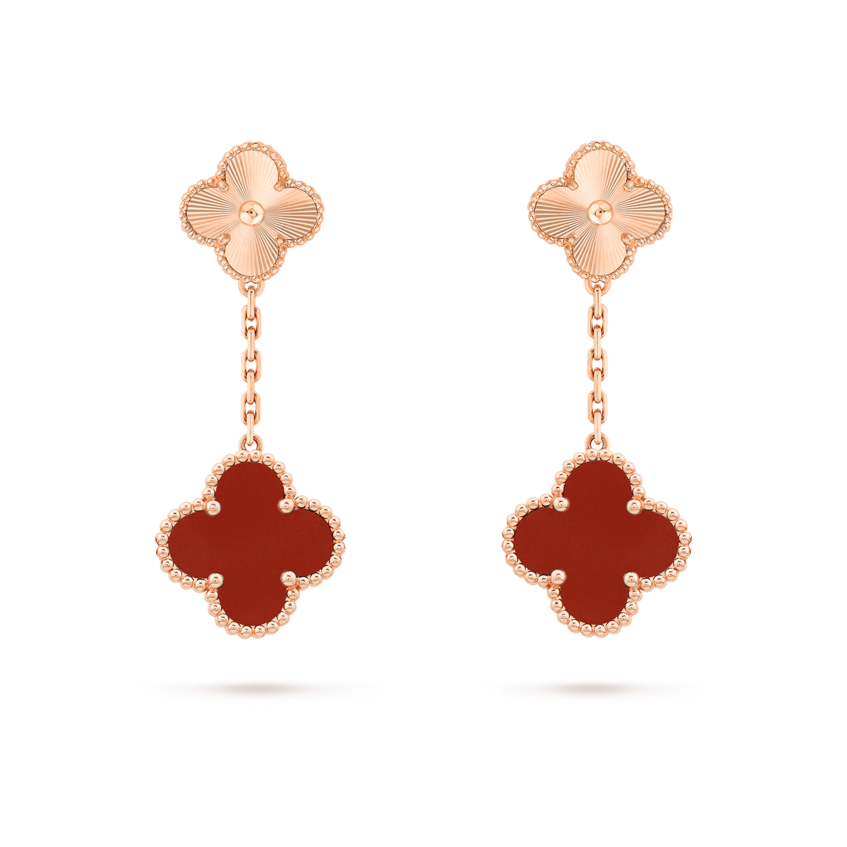 CLOVER EARRINGS GOLD AND CARNELIAN