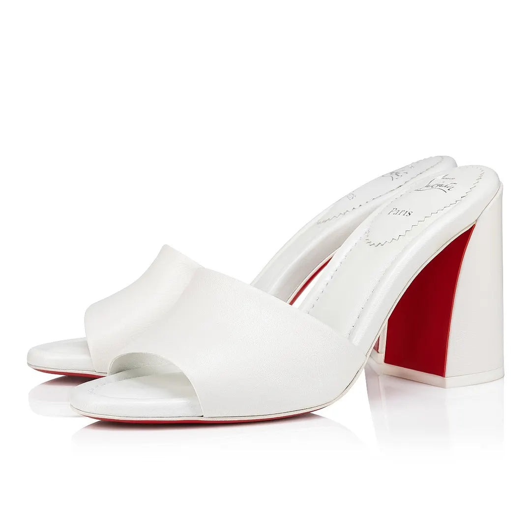 CL 26ss Square High Heel Mules 85 Sheepskin