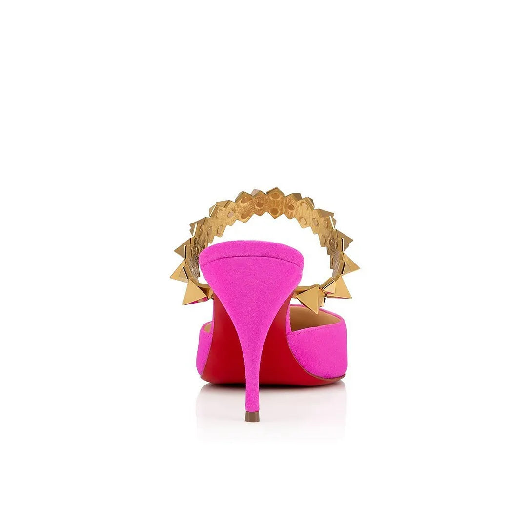 CL 26ss Planet Choc Mule 80 Pink Gold Suede