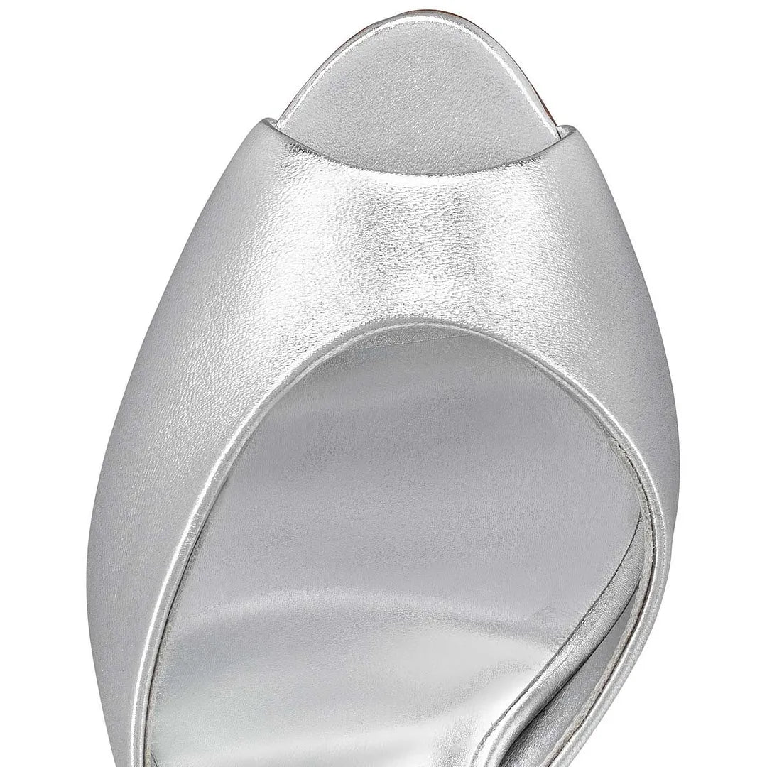 CL 26ss High Heel Mules 100 Silver Metallic Leather