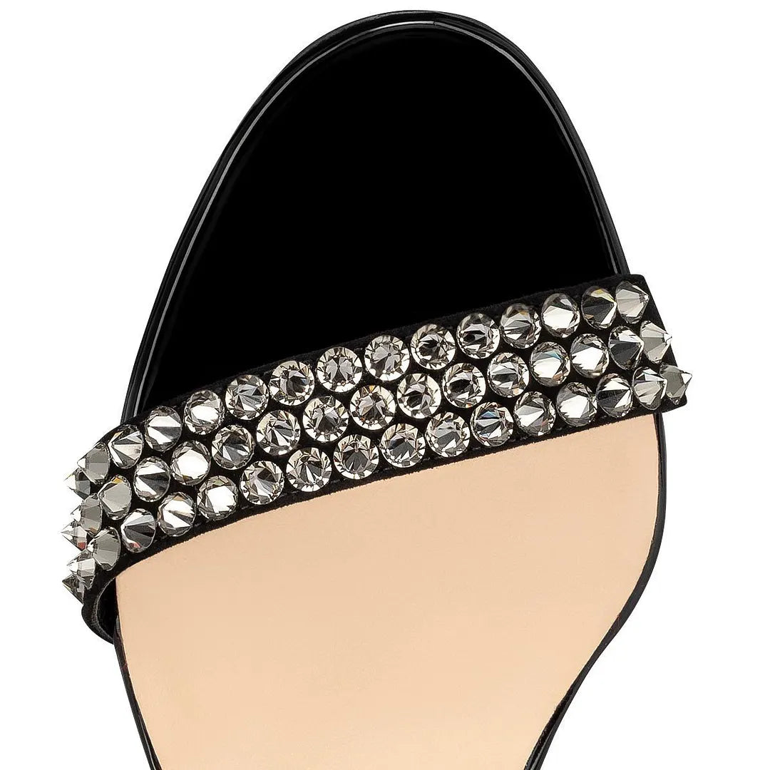 CL 26ss Sandals 55 Crystal Black Beige Patent Leather