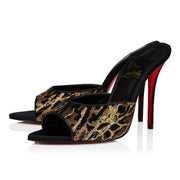CL 26ss High Heel Mules 100 Black Gold Sequin Fabric Leather