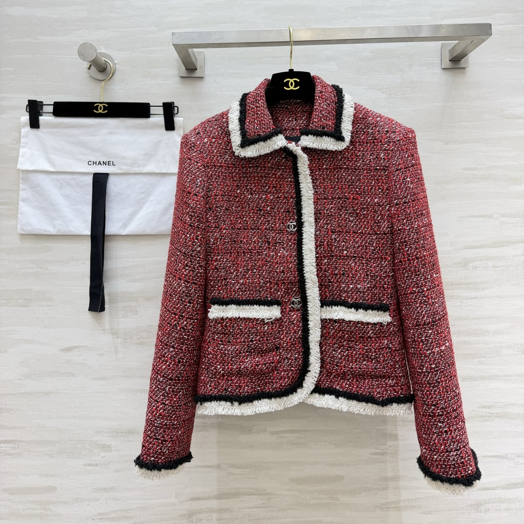 Chanel 2026 Cropped Jacket Red Tweed