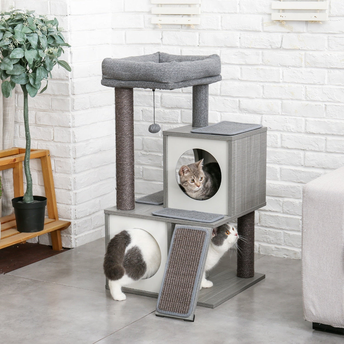 NEO - Arbre à Chat Double Box 90cm