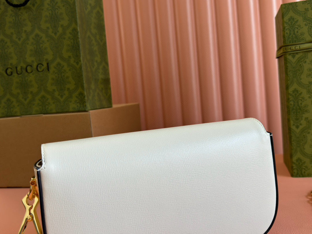 gg horsebit 1955 24cm small shoulder bag white calfskin