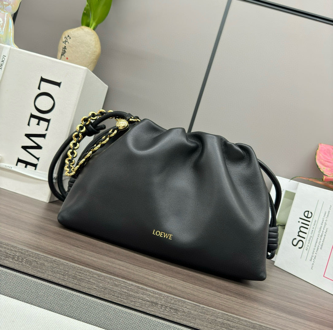 Loew Medium Flamenco Bag 30cm Black Lambskin