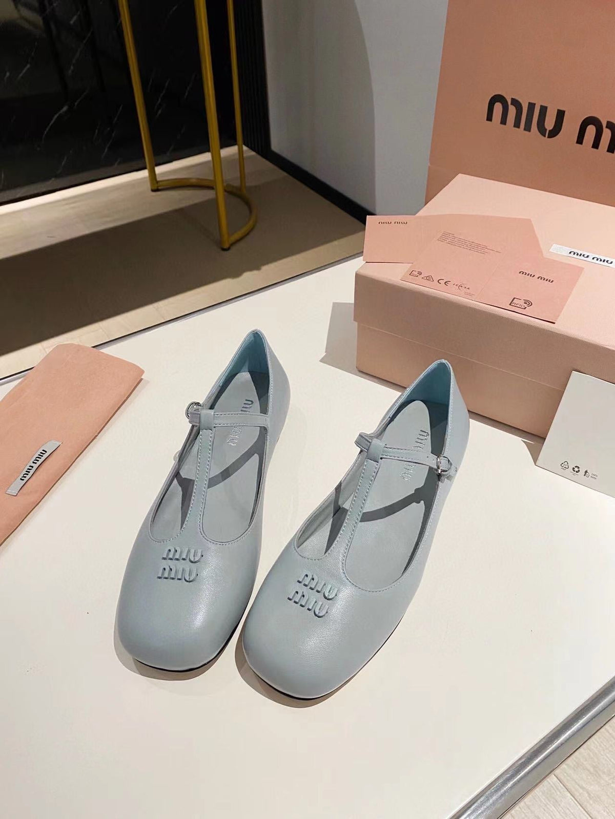 Miu ballerinas cloud blue calfskin