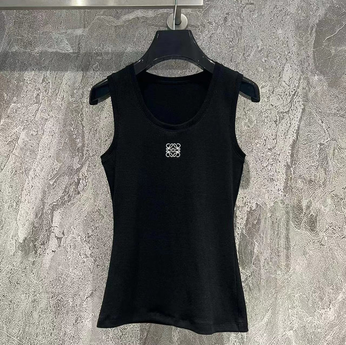 Anagram Tank Top Black Cotton