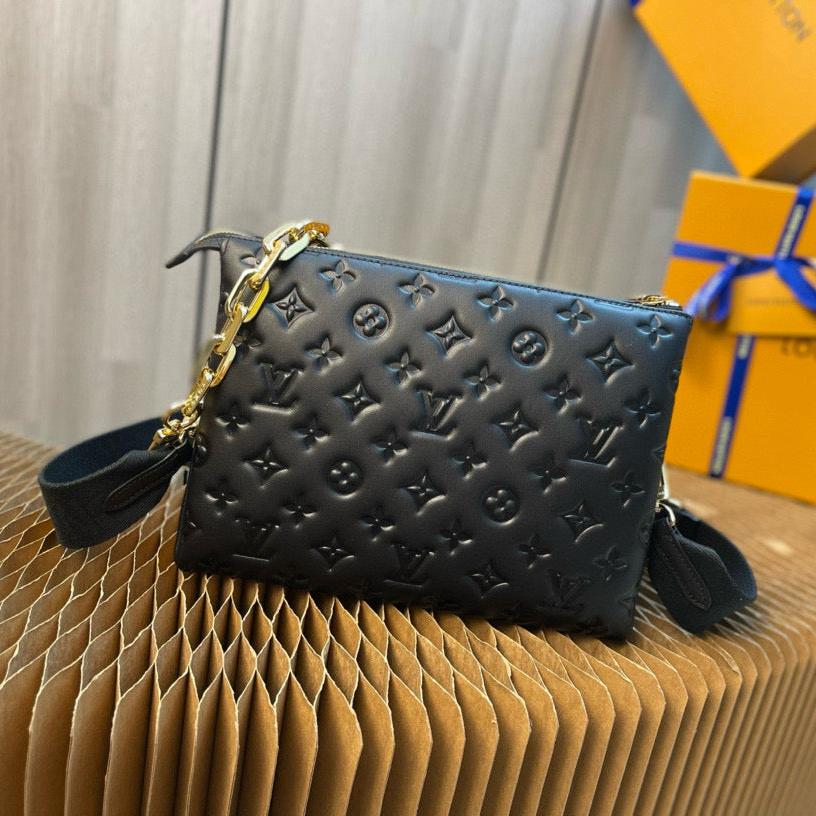 LV Coussin PM 26cm Black Monogram Empreinte Calfskin