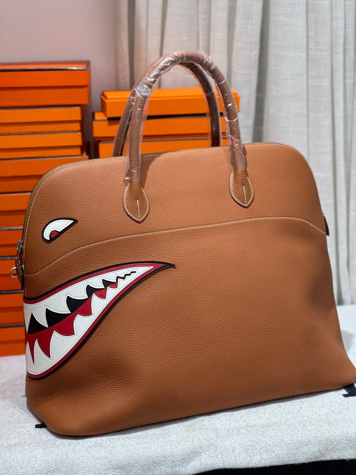HM Shark Bolide 45cm Gold Togo Leather
