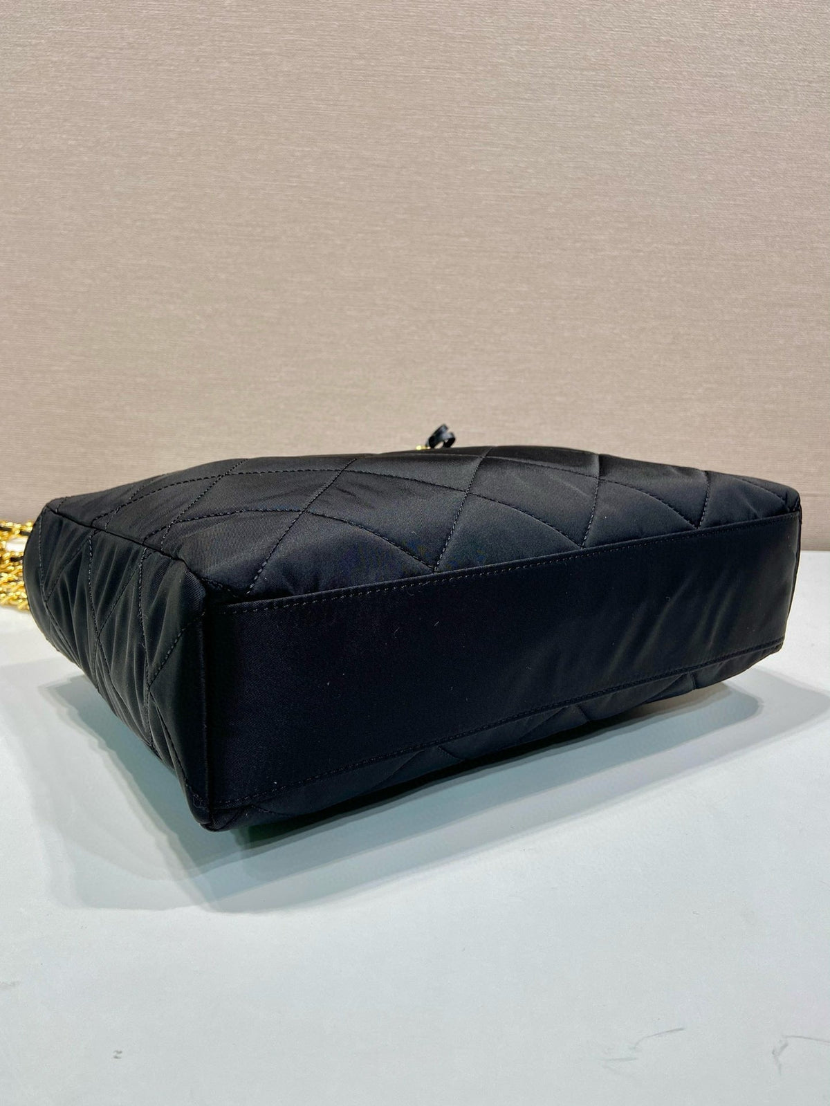 Prada Gold Chain Bag Black Re-Nylon
