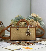 CD Cannage Lady D-Joy Bag Beige mix Brown Raffia and Leather
