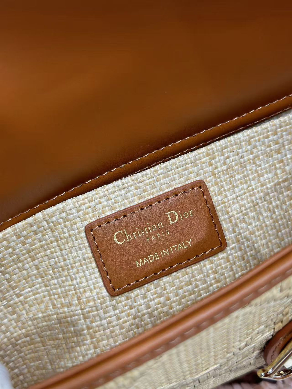 CD Cannage Lady D-Joy Bag Beige mix Brown Raffia and Leather