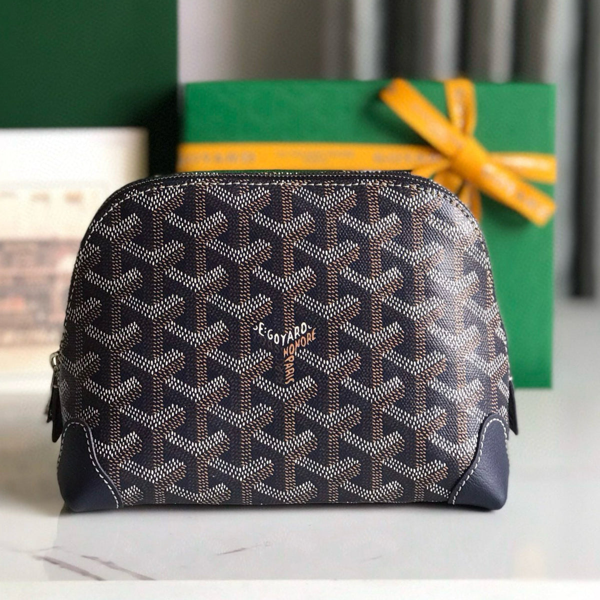 Goyard Vendome Cosmetic Pouch Navy Blue Cotton