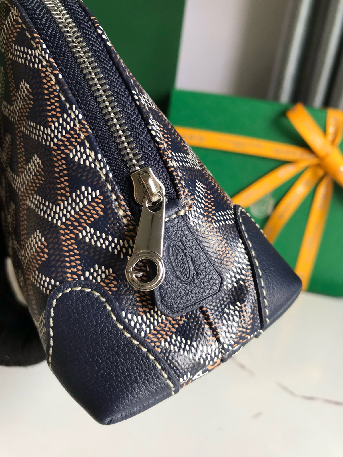 Goyard Vendome Cosmetic Pouch Navy Blue Cotton