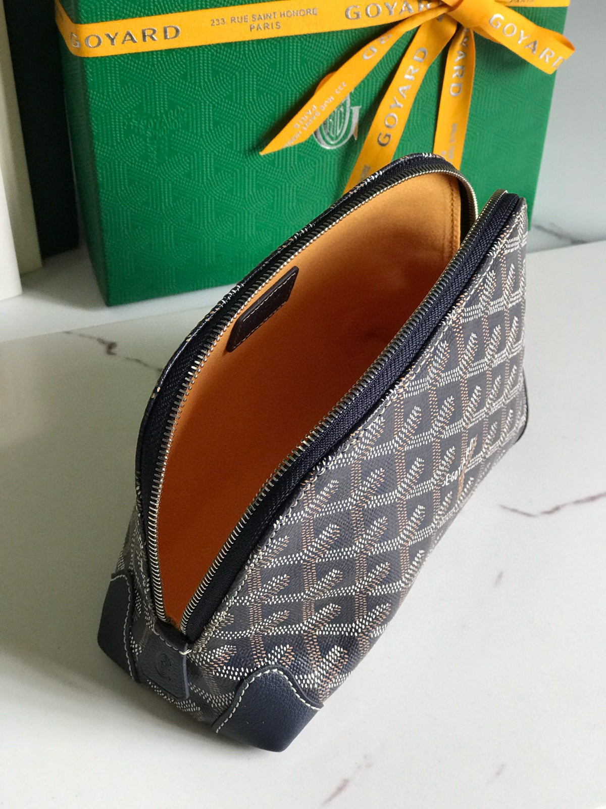 Goyard Vendome Cosmetic Pouch Navy Blue Cotton
