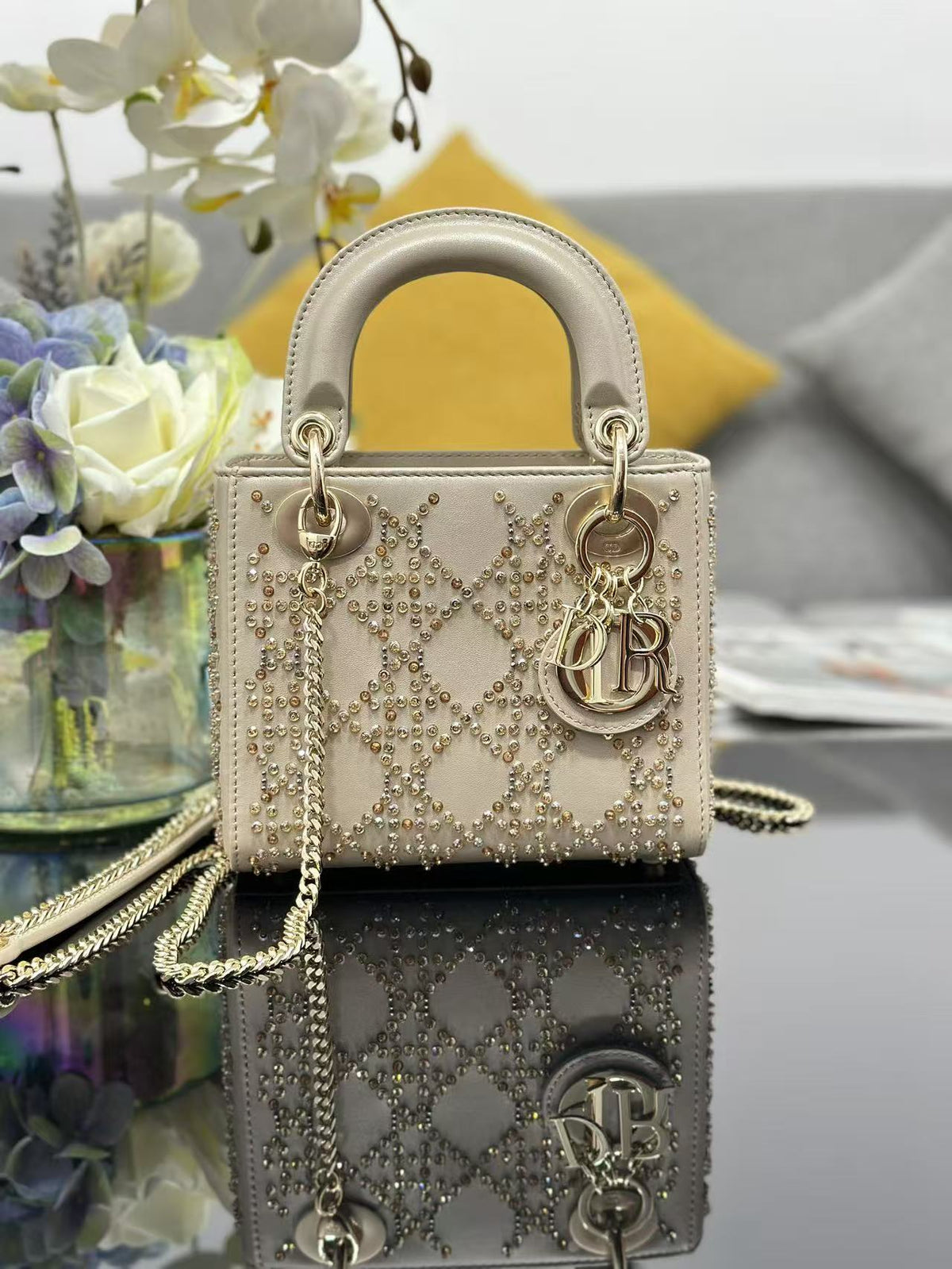 CD Lady Dior 17 Bag Beige Calfskin