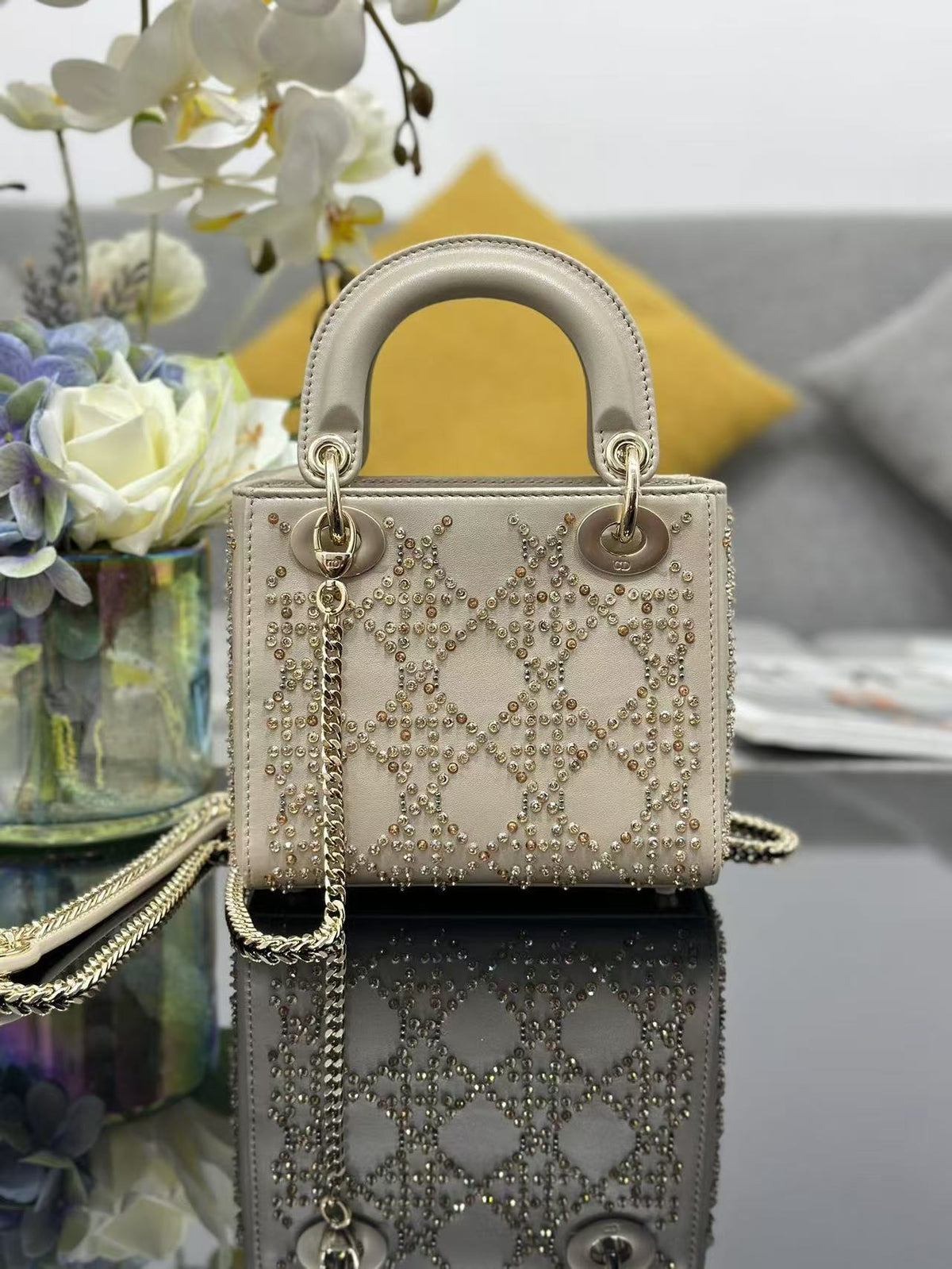 CD Lady Dior 17 Bag Beige Calfskin