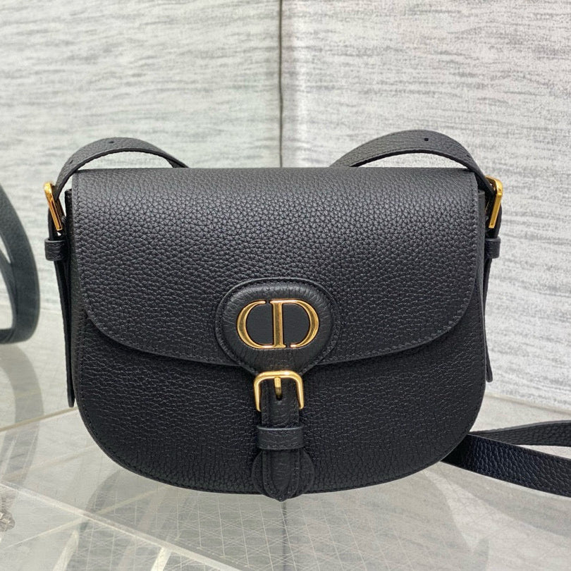 CD 25 MEDIUM BOBBY 22CM BLACK GRAINED CALFSKIN GOLD HARDWARE