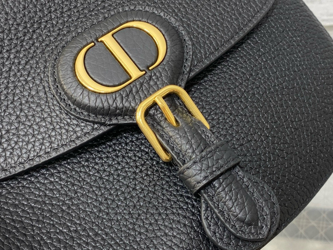 CD 25 MEDIUM BOBBY 22CM BLACK GRAINED CALFSKIN GOLD HARDWARE