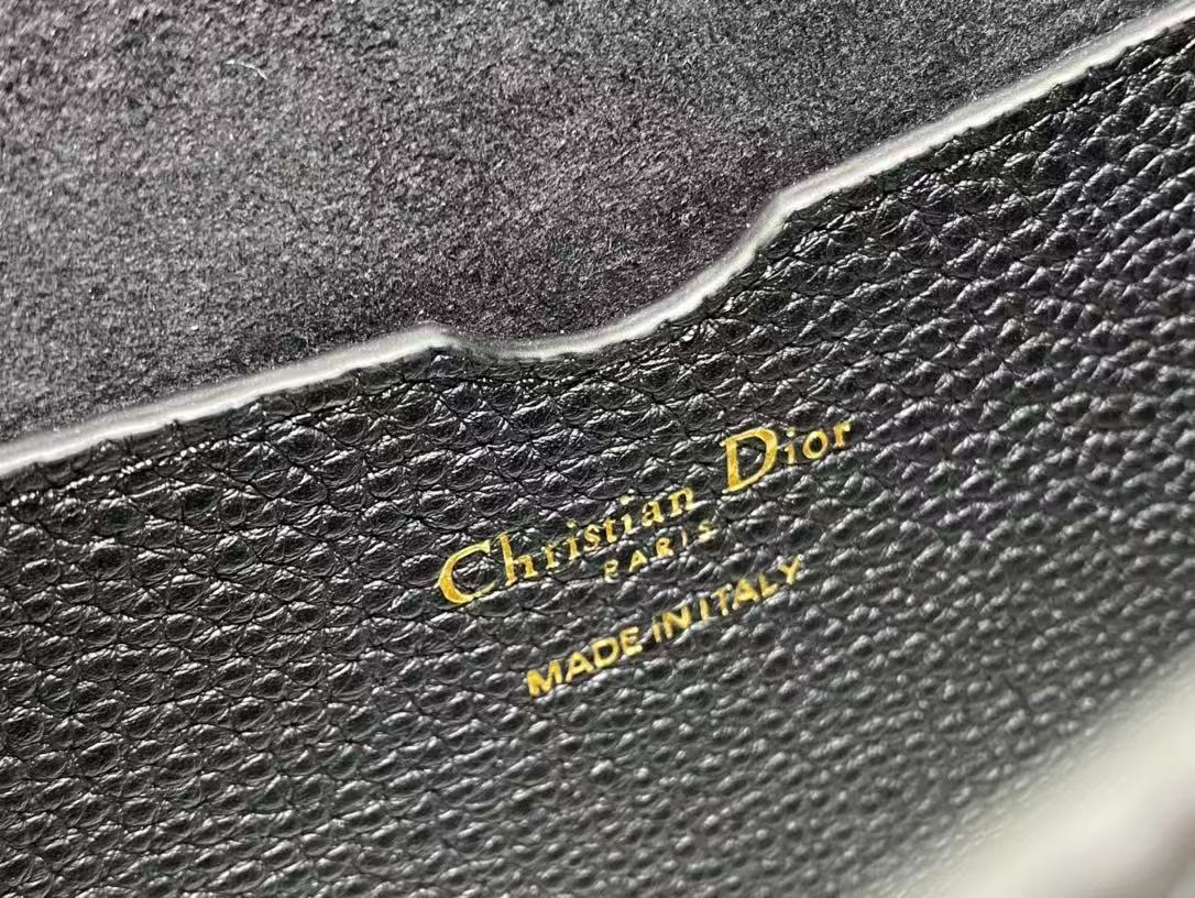CD Bobby Bag Black Pebbled Leather Gold Hardware