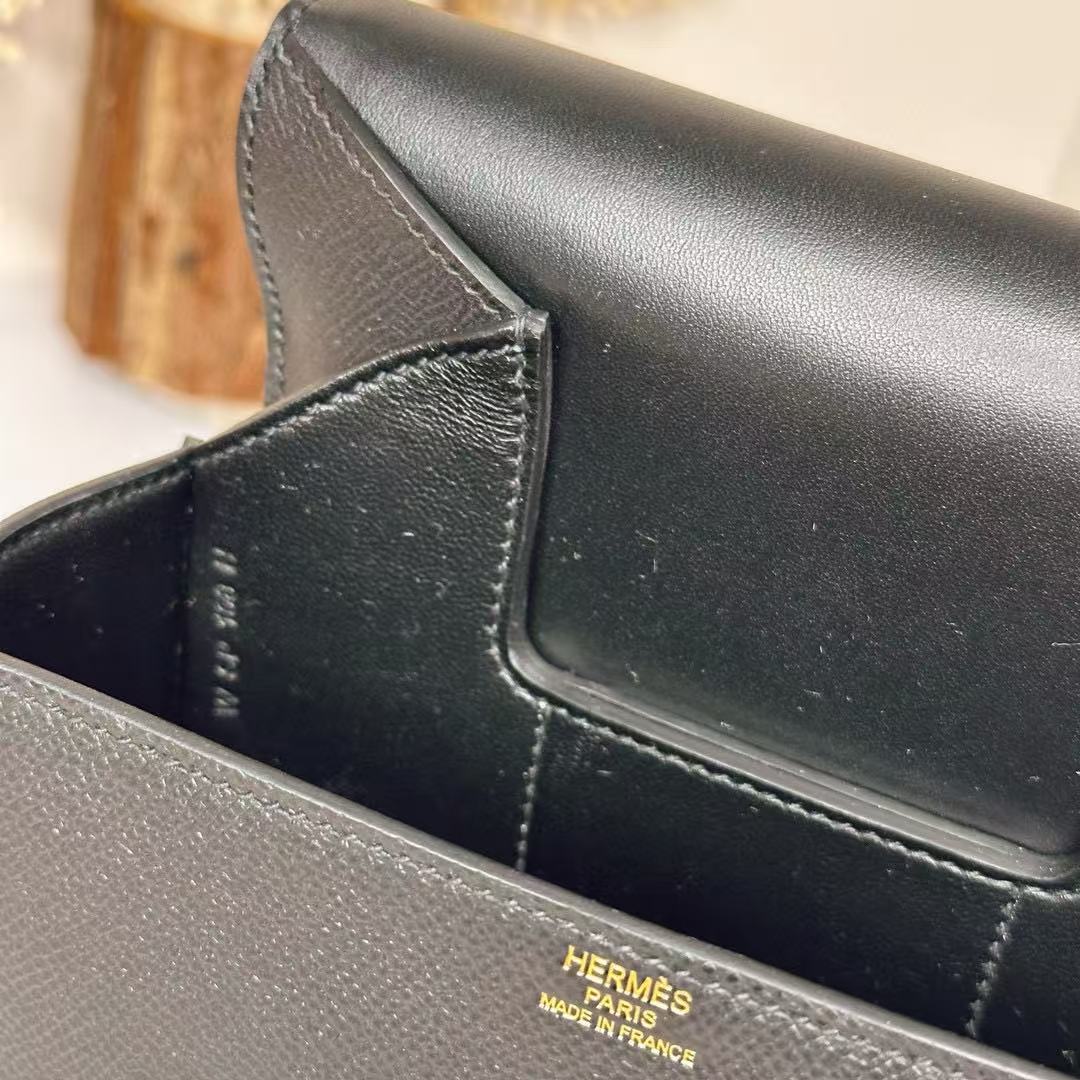 HM Della Cavalleria Mini Bag Black Epsom Leather Gold Hardware