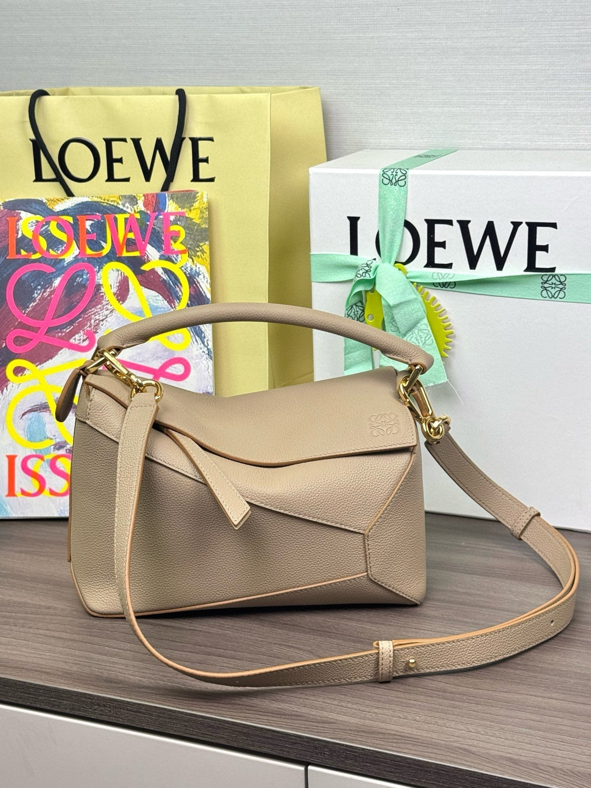Loewe Small Puzzle Bag in Sand Soft Grained Calfskin