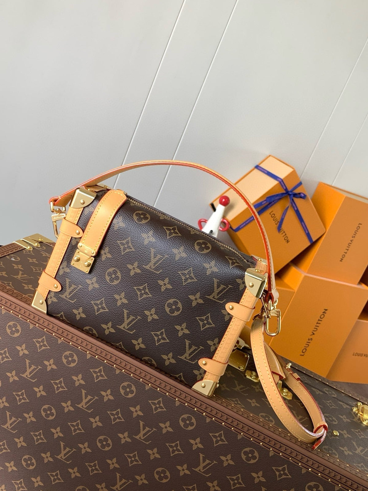 LV Pico Side Trunk 21cm Brown Monogram Coated Canvas