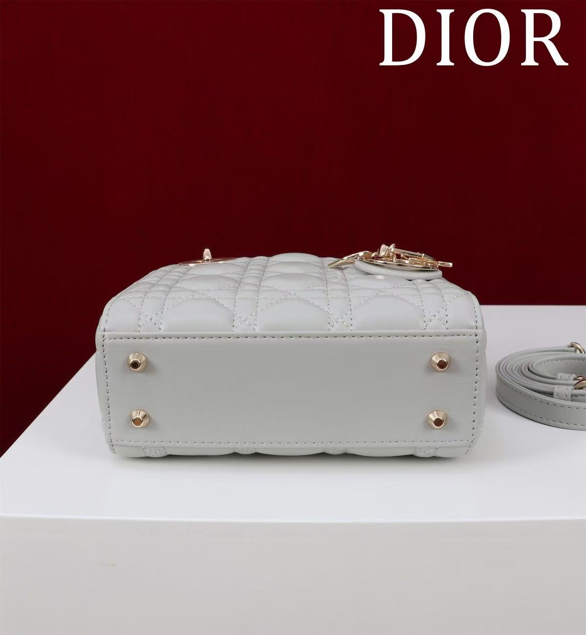 CD Mini Lady 17 Light Grey Lambskin