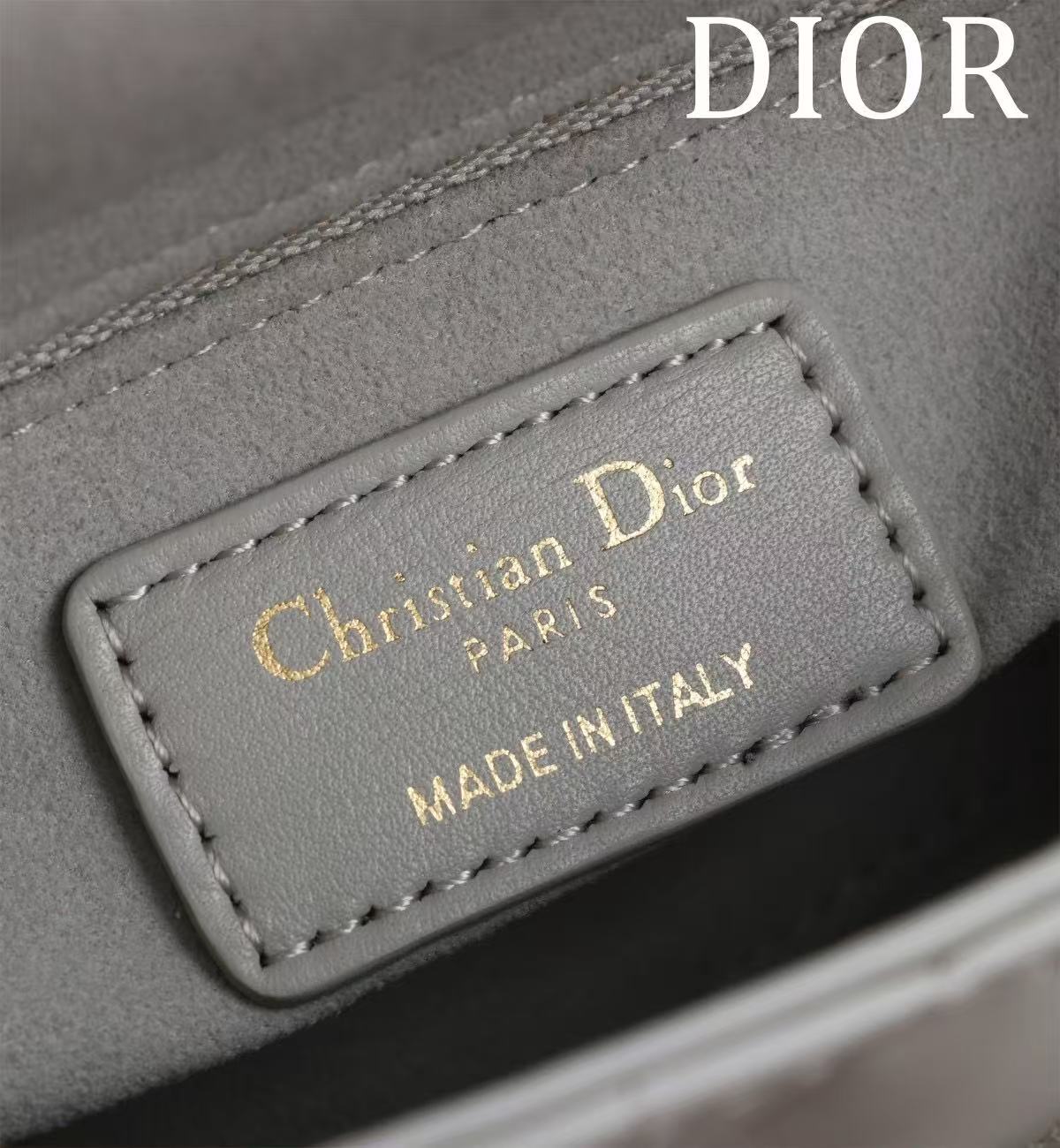 CD Mini Lady 17 Light Grey Lambskin