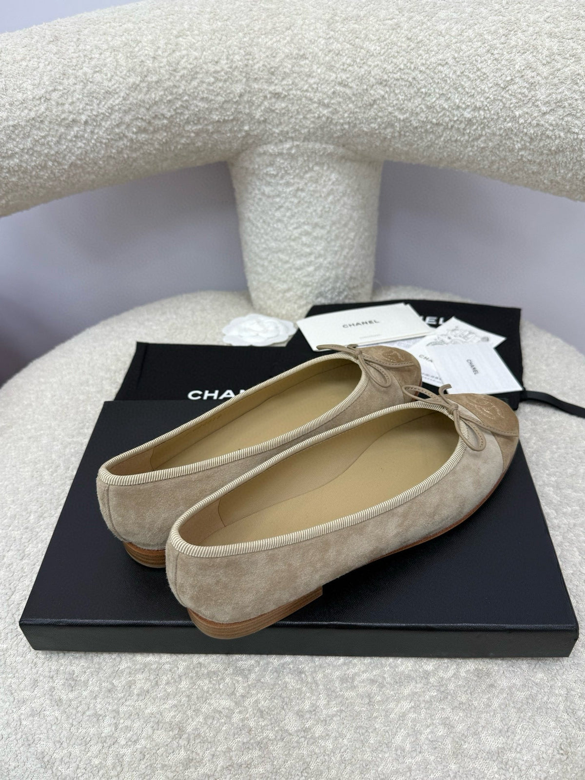 CC 25A Ballet Flat Grey Dark Brown Suede