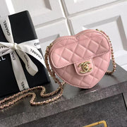 CC 25 Heart Bag Pink Calfskin Gold Hardware